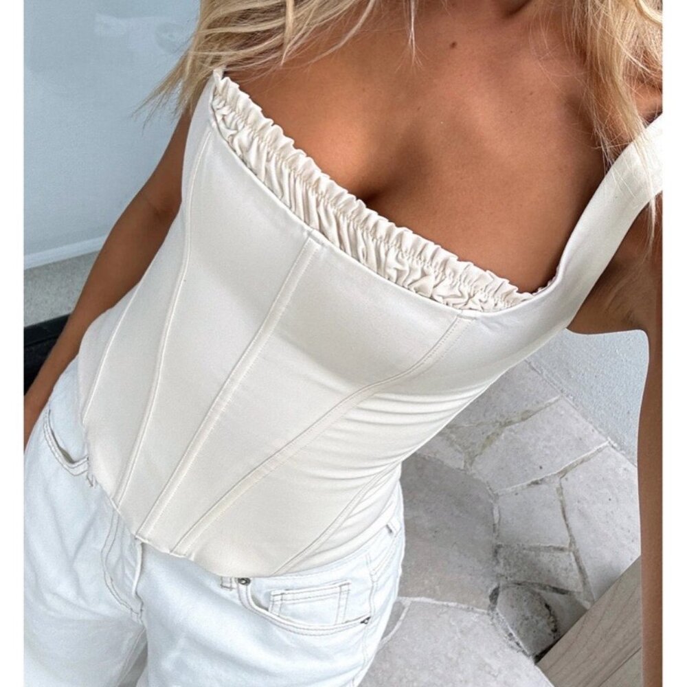 White Fox Boutique Sugar Honey Bustier Cream Top - NEVER WORN